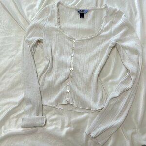 White Cropped Button Down